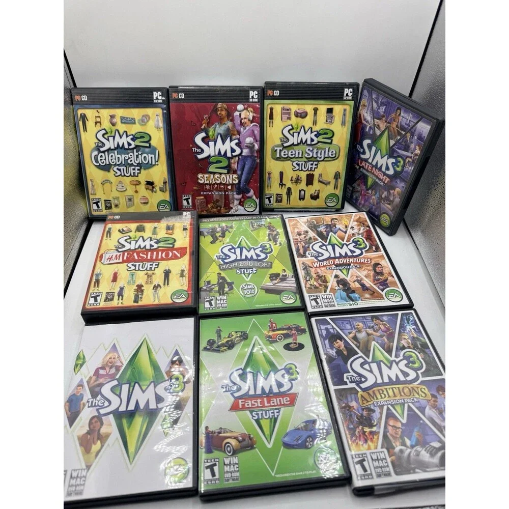 Lot Of 10 Sims 2 & 3 PC CD Win MAC Games : Seasons Late Night Loft Teen Stuff +